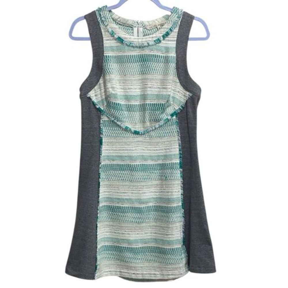 Rachel Rachel Roy Gray & Green Textured Knit Shift Dress‎ Size 10